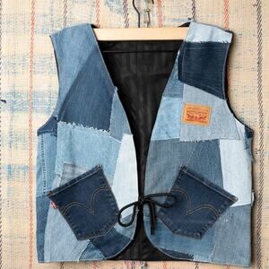 Custom upcycled patchwork vest / Vintage Rework